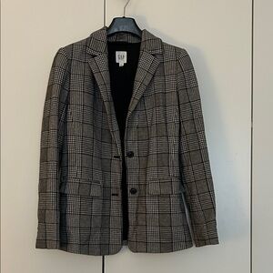 GAP Black and Gray Checkered Blazer